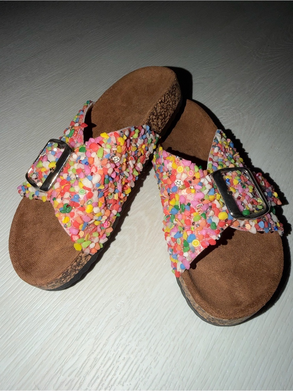 Multicolor Confetti Slide Sandals